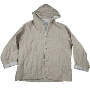 Vintage 90's Rialto Collection Joy Perreras Linen Hooded Roll Sleeve Jacket‎ M